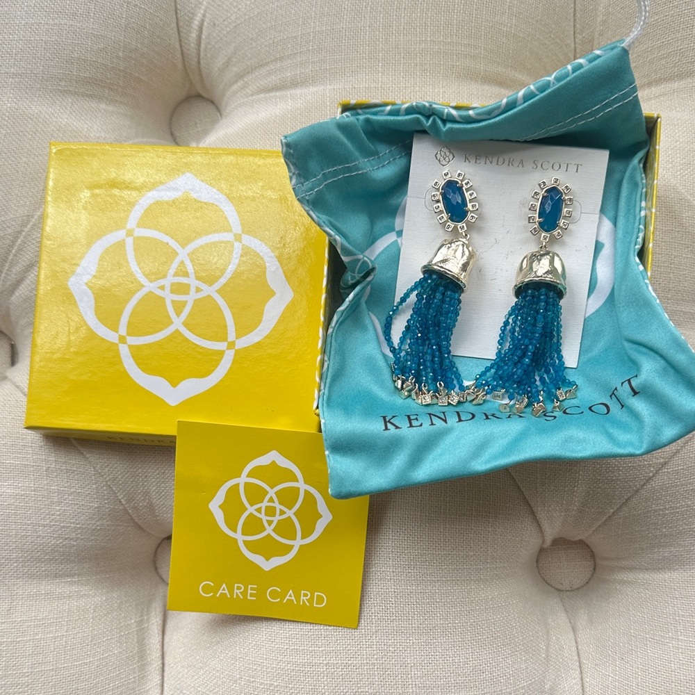 Kendra Scott Silver and Blue Tassel Earrings